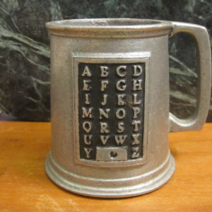 alphabet pewter mug