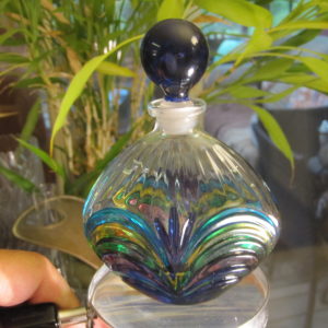 multi color art glass perfume bottle