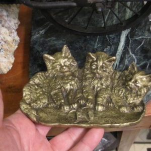Antique P O Cats Kittens Pin Card Tray Trinket Dish