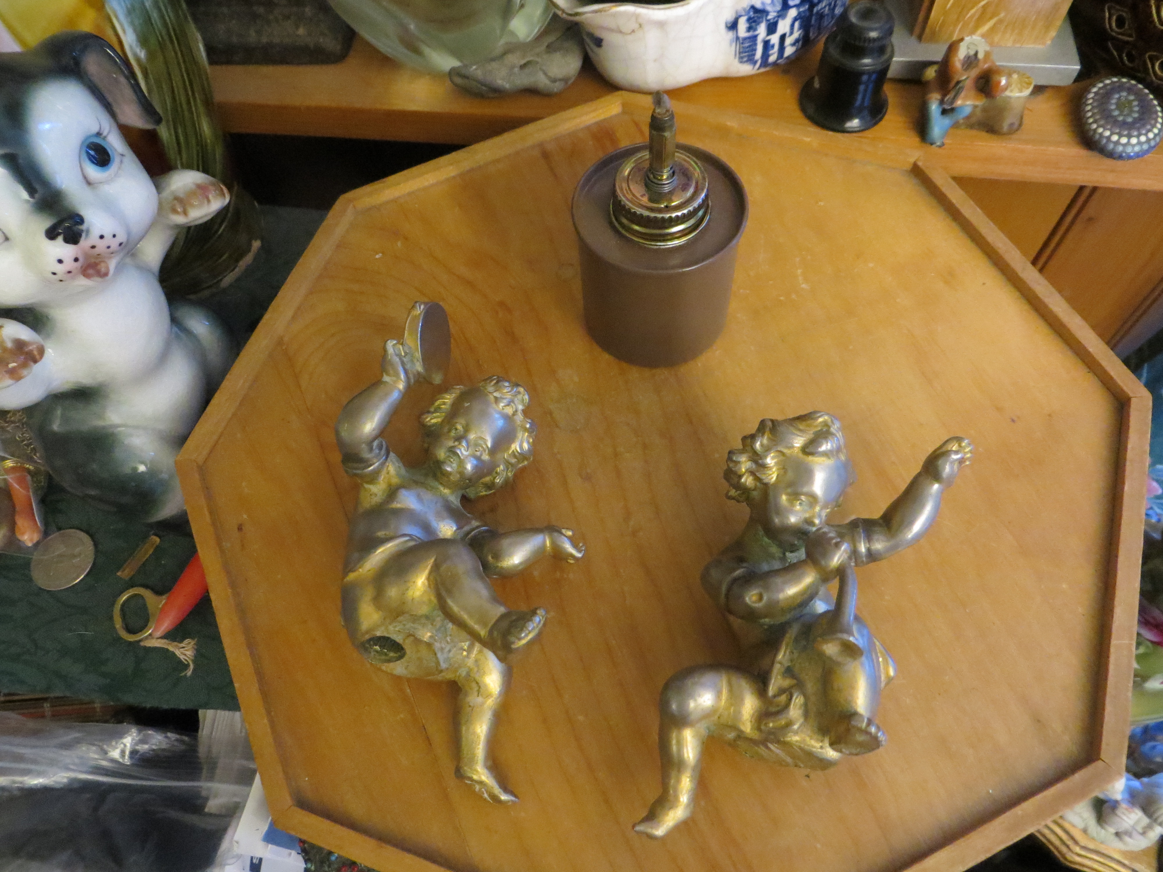 Bronze Brass Musical Cherubs Vintage Salvaged Architectural