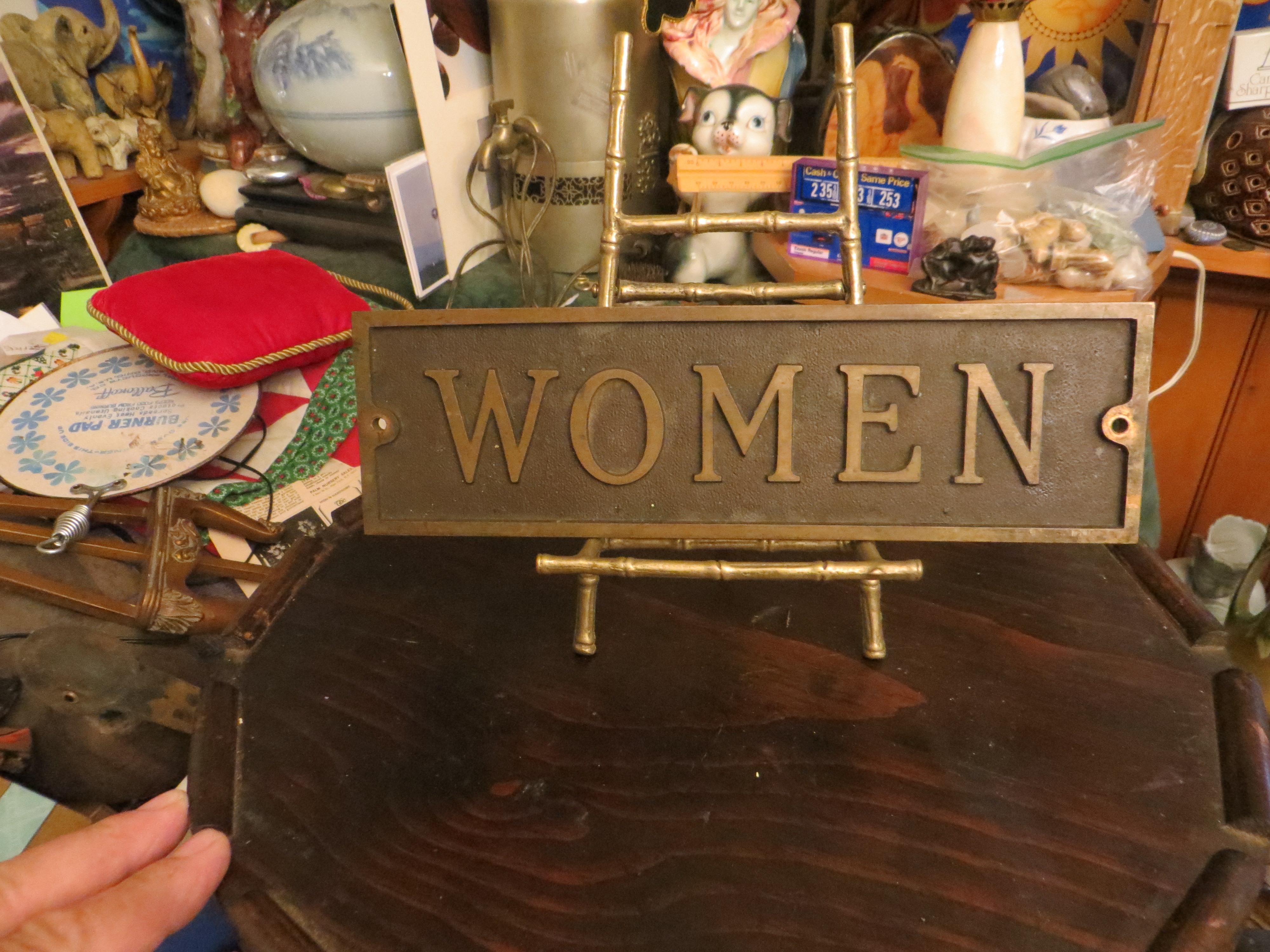 Vintage Women Restroom Toilet Powder Room Sign Solid Bronze Brass